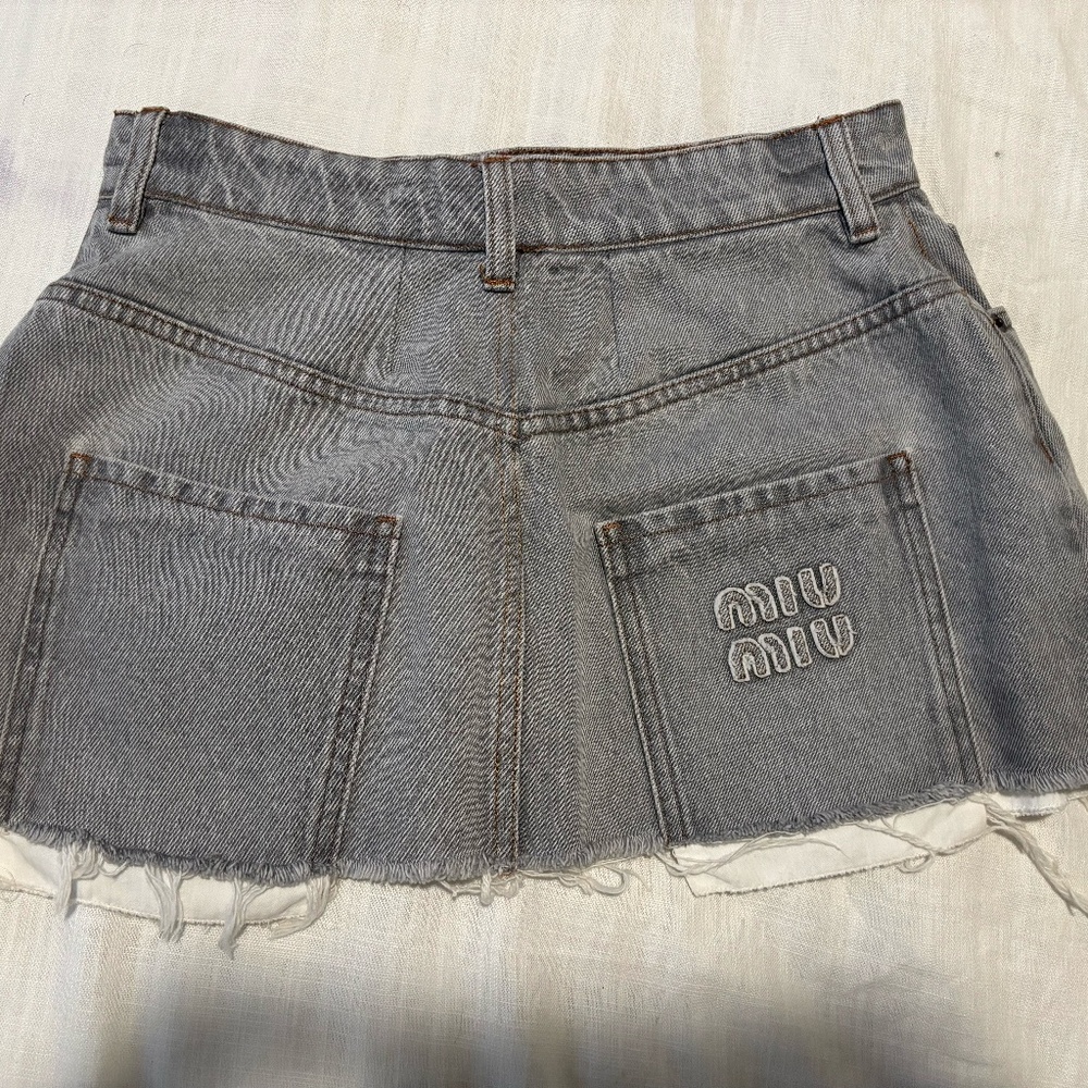 MIU MIU WOMEN'S DENIM SKIRT GREY